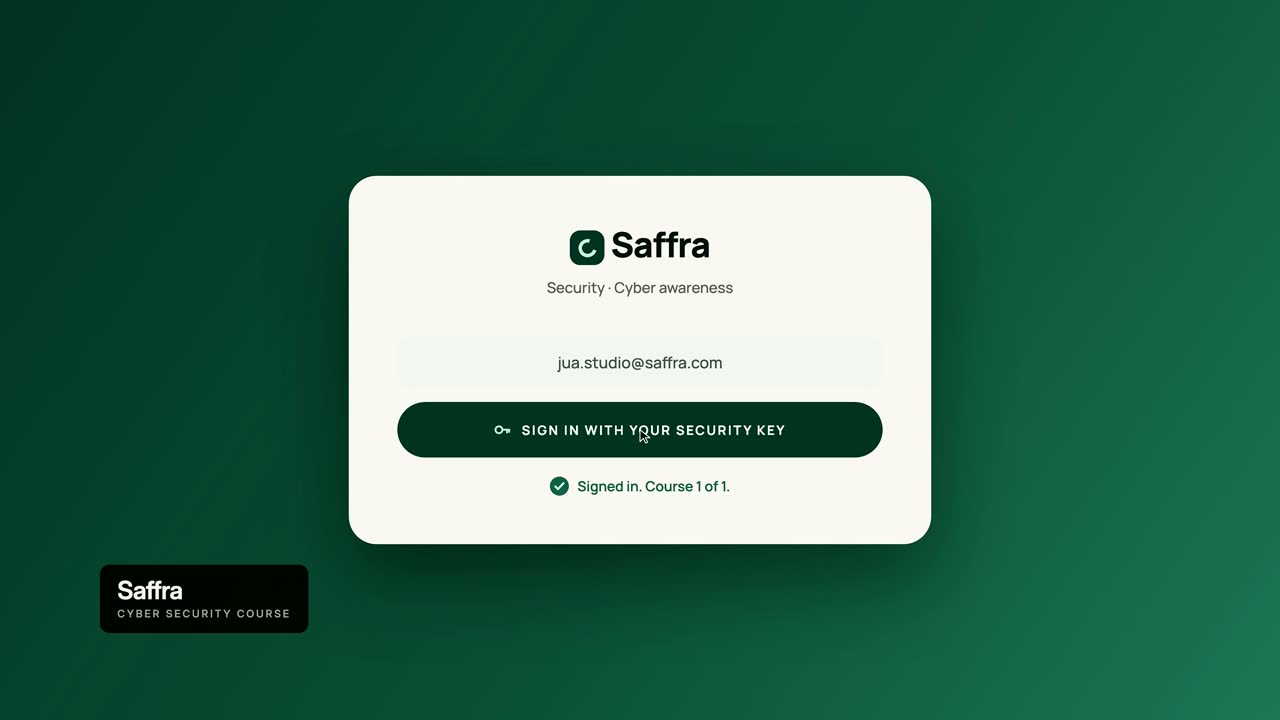 Saffra: signing in to the cyber security course with a security key